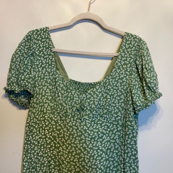 ModCloth XL The Right Puff Mini Dress. Green Floral Ditzy. - Picture 3 of 11